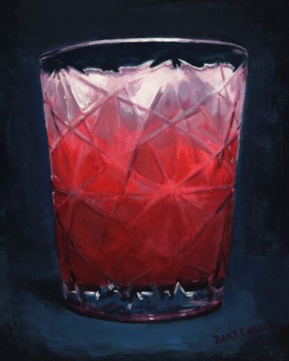Stroop Susu painting by Bart Carels – Dutch-Indonesian rose milk drink in a glass