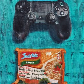 Social Isolation Covid-19 Painting – Original Art by Bart Carels