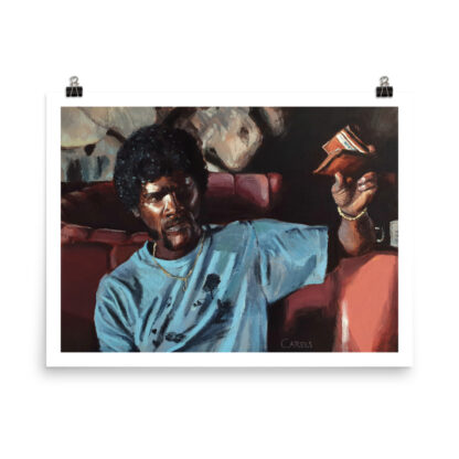 Pulp Fiction art print featuring iconic scenes from the film – vibrant movie poster for film enthusiasts