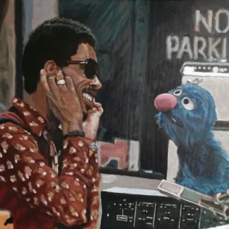 Stevie Wonder and Grover on Sesame Street Original Painting by Bart Carels