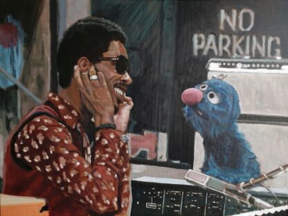 Stevie Wonder and Grover on Sesame Street Original Painting by Bart Carels