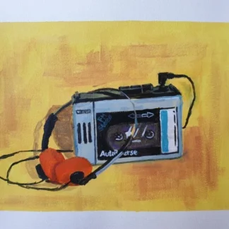 walkman portable cassette player painting