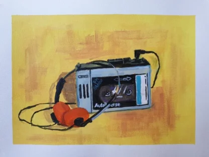 walkman portable cassette player painting