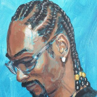 Original acrylic painting on canvas of Snoop Dogg by Bart Carels, capturing his iconic West Coast vibe