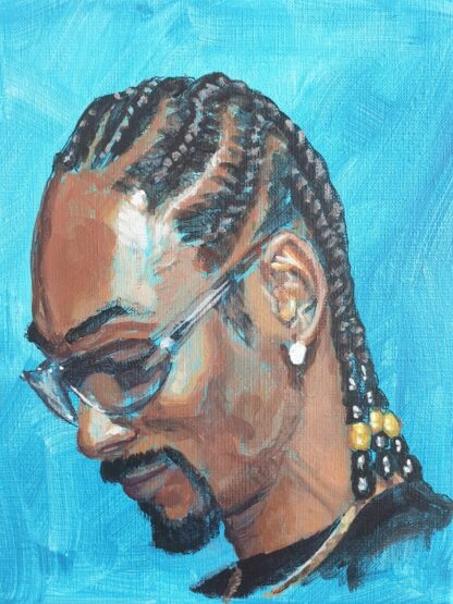 Original acrylic painting on canvas of Snoop Dogg by Bart Carels, capturing his iconic West Coast vibe