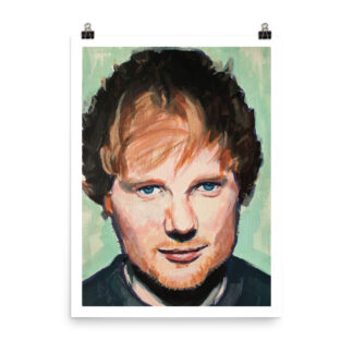 Ed Sheeran poster by Bart Carels, capturing the singer's style in vibrant pop art form.