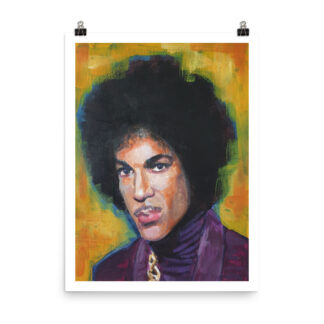 Prince art print reproduction by Bart Carels capturing the enigmatic energy of the icon.