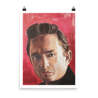 Johnny Cash art print by Bart Carels, capturing the Man in Black’s iconic presence.
