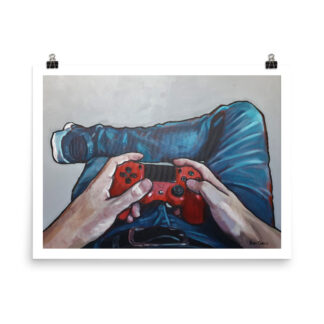 First Person Gamer gaming poster and art print reproduction by Bart Carels, capturing bold gaming energy.
