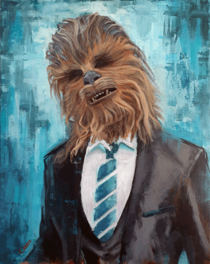 Chewbacca Star Wars Painting by Bart Carels