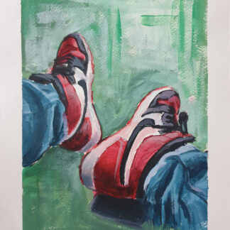 Jordan 1 painting in iconic Bred colorway – original sneaker artwork