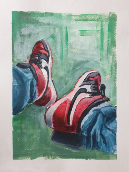 Jordan 1 painting in iconic Bred colorway – original sneaker artwork