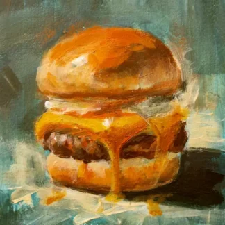 Burger Painting – Pop Art Wall Art with Golden Drip