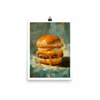 Burger Art Print – “Golden Drip” Retro Pop Artwork
