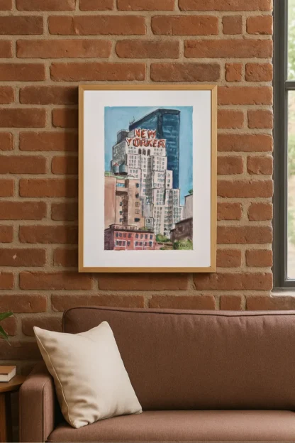 New Yorker Hotel Original Drawing – Mixed Media Cityscape by Bart Carels