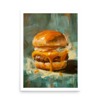 Burger Art Print – “Golden Drip” Retro Pop Artwork