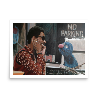 Sesame Street Poster Featuring Stevie Wonder and Grover – Pop Culture Art Print